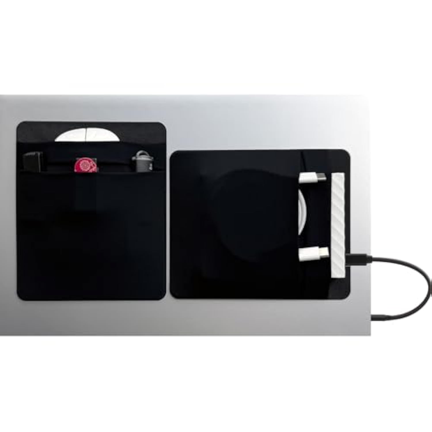 2 Pack 2-Pocket Ssd Holder For Laptop,Adhesive Pouch,Portable Hard Drive Sleeve For Laptop,Compatible With External 2.5" Hdd, Magic Mouse, Externa Hard Drive,Usb Cable And More Holder - Black