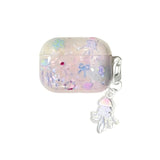 For Airpods Pro 2Nd Generation Case,Cute Jellyfish Cartoon Animal Print,Shiny Sea Shell Gloss Design For Ladies Girls With Keychain Compatible With Airpod Pro