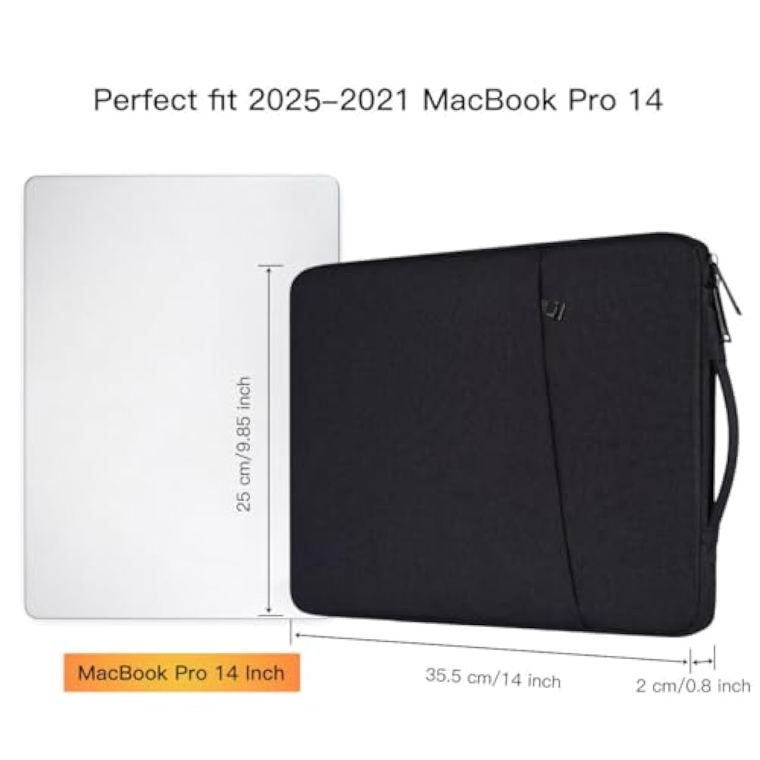 Laptop Sleeve For 14 Inch New Macbook Pro M4/ M3/ M2/ M1 Pro/Max A3112 A3401 A3185 A2918 A2992 A2779 2024-2021,Carrying Case Bag With Accessory Pocket, Black