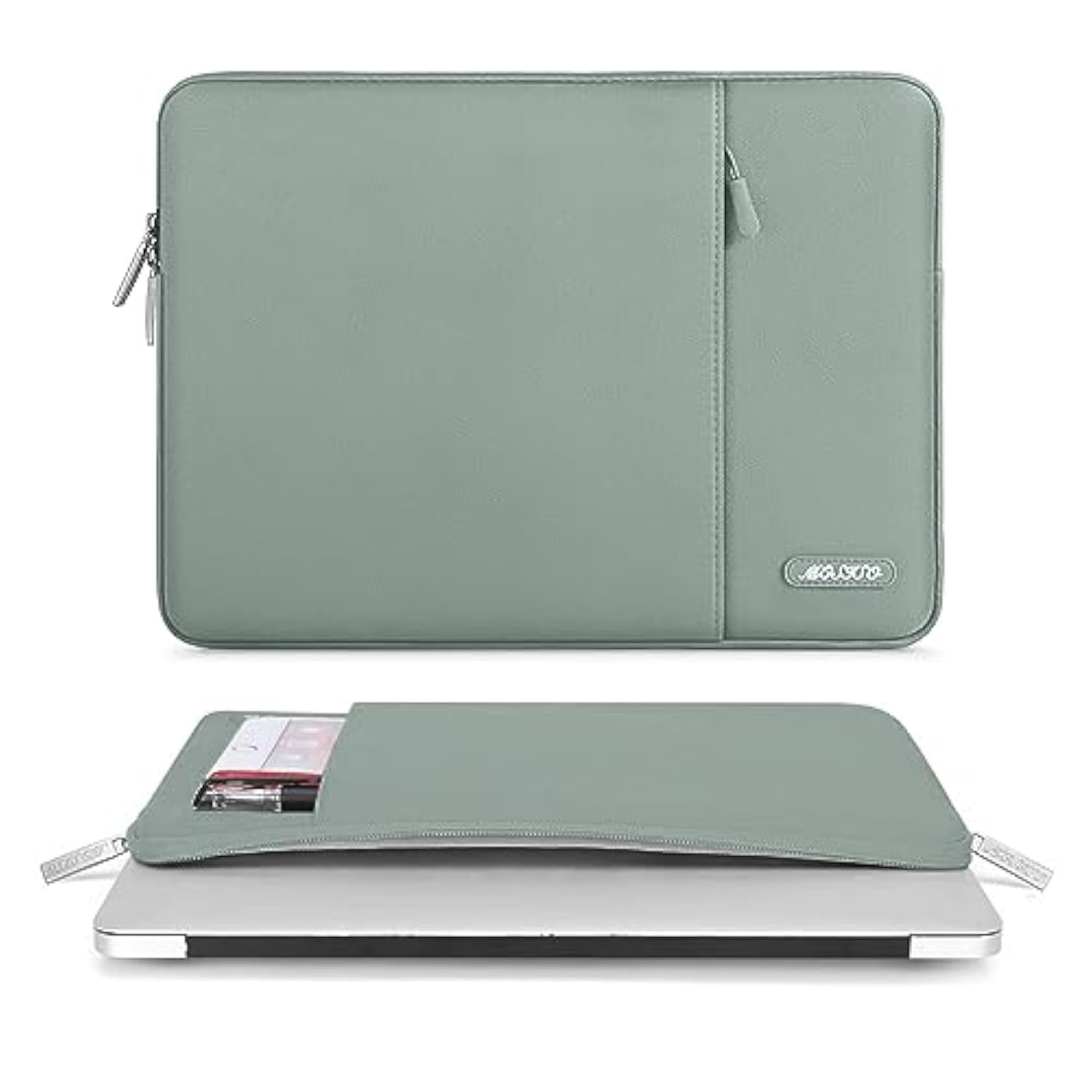 MOSISO Laptop Case 13.3 inch, 13-13.3 inch Laptop Sleeve Compatible with MacBook Air/Pro 13 / Pro 14, HP Dell ASUS Lenovo Notebook, Polyester Vertical Computer Sleeve Bag with Pocket, Antique Green
