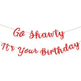 Set Of 2 Pre Strung Go Sha It'S Your Birthday Banner,No Diy Hip Hop Theme Glitter Happy Birthday Banner,Glitter Rap Theme Decors For Man Adult Women Party Photo Backdrop(Red)