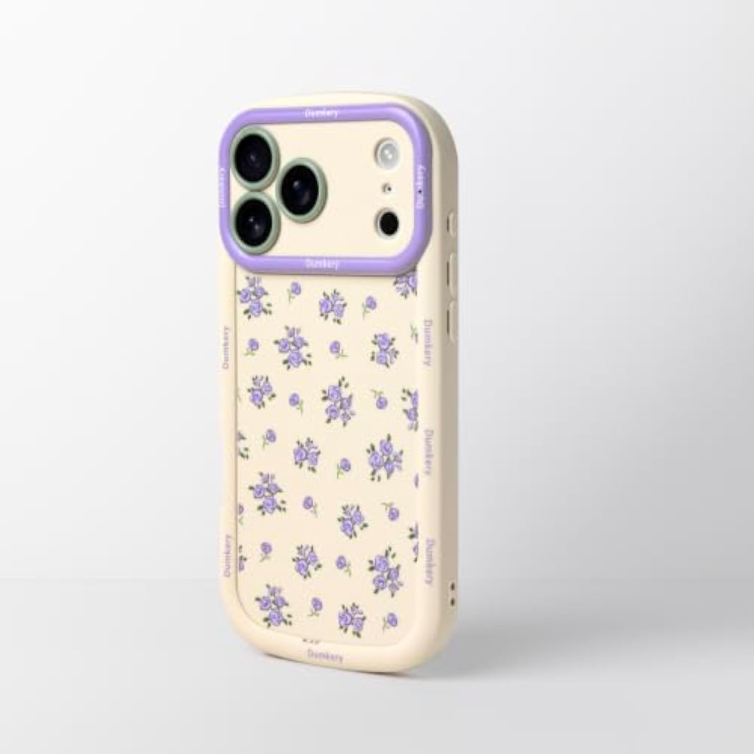 Cute Purple Flowers Phone Case for iPhone 17 Pro Max, Soft Touch TPU Anti Fingerprint Shockproof Air Cushion Bumper Cases Cover for Girls Women