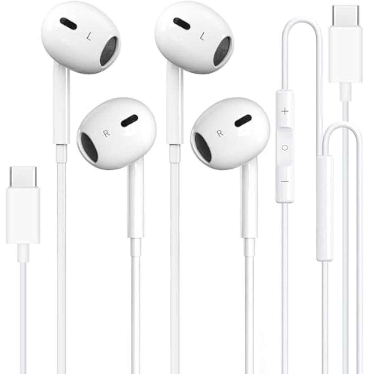 2 Pack-Usb C Headphones Wired For Iphone 15, Type C Earphones With Microphone & Remote Noise Cancelling Earbuds For Iphone 15 Pro Max, Ipad, Galaxy S23/S22/S21/S20/Ultra Note 10/20, Pixel 7/6/5/4