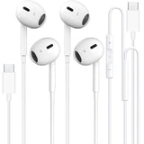 2 Pack-Usb C Headphones Wired For Iphone 15, Type C Earphones With Microphone & Remote Noise Cancelling Earbuds For Iphone 15 Pro Max, Ipad, Galaxy S23/S22/S21/S20/Ultra Note 10/20, Pixel 7/6/5/4