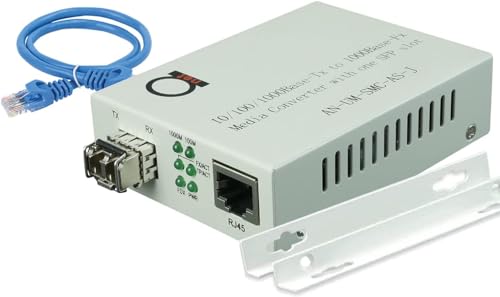 Multimode Lc 850 Nm Gigabit Fiber Media Converter - Includes Sfp 550 M (0.34 Miles) Lc To Utp Cat5E Cat6 10/100/1000 Rj-45 Auto Sensing Gigabit Or Fast Ethernet Speed - Jumbo Frame - Llf Support