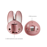 2.4G Wireless Mouse Cute Rabbit Shape Bluetooth Small Optical Mice 1200Dpi Usb Kawaii Computer Mouse For Small Hands Kids Women, Pink
