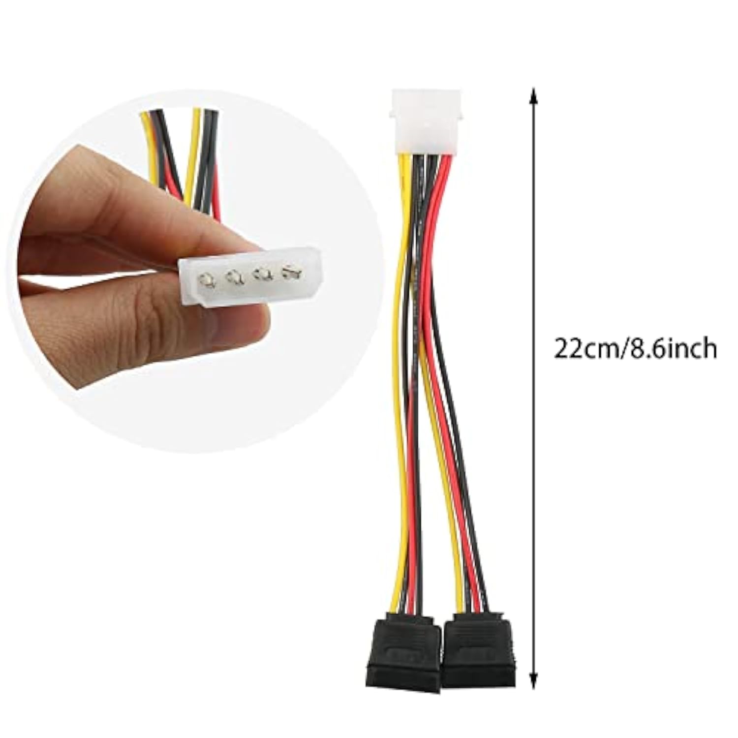 3Pcs 4 Pin Molex To Dual Sata Power Y-Cable Adapter 4 Pin Male Ide Molex To 15