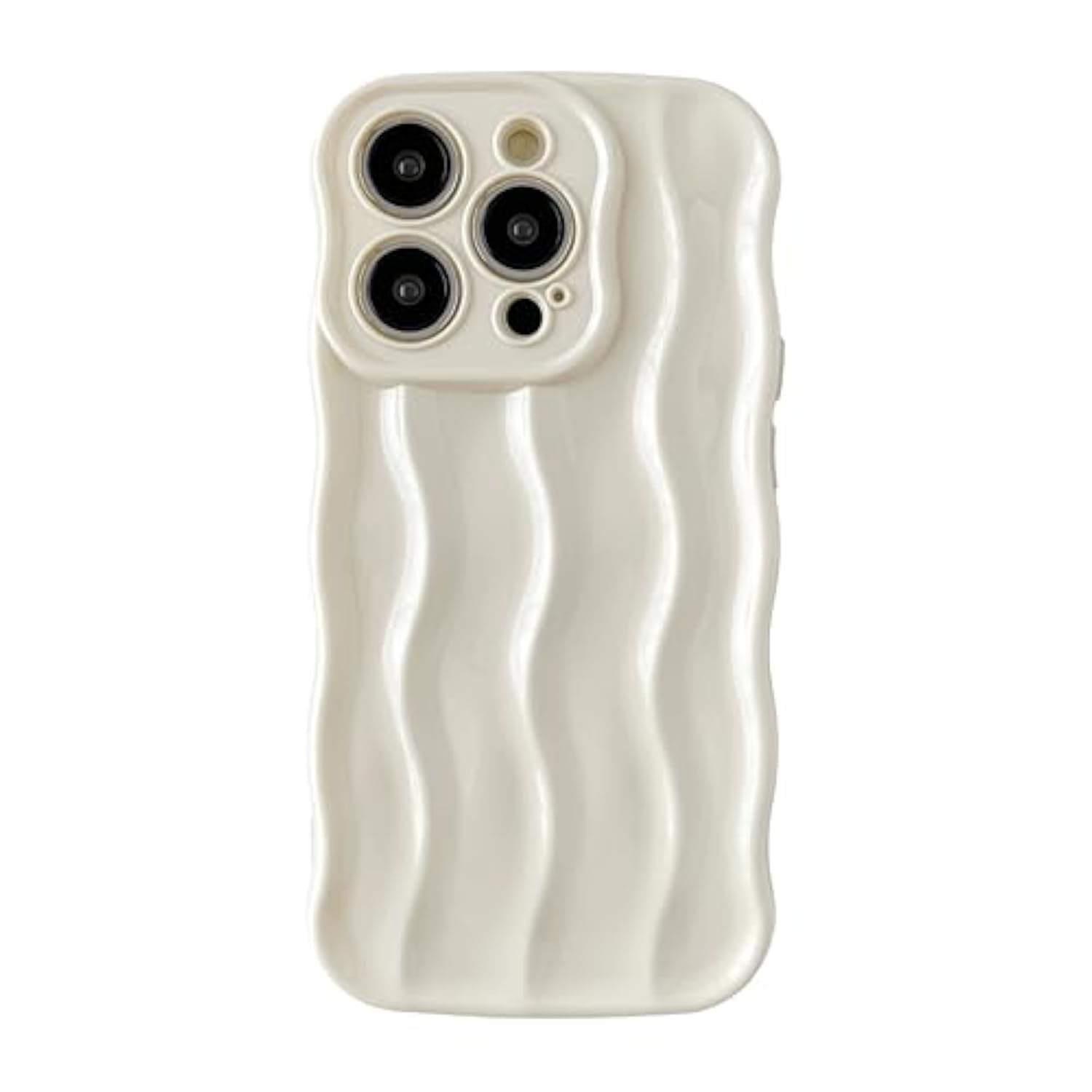 For Iphone 14 Pro Case,Water Ripple Pattern Curly Wave Frame Soft Phone Case (White)
