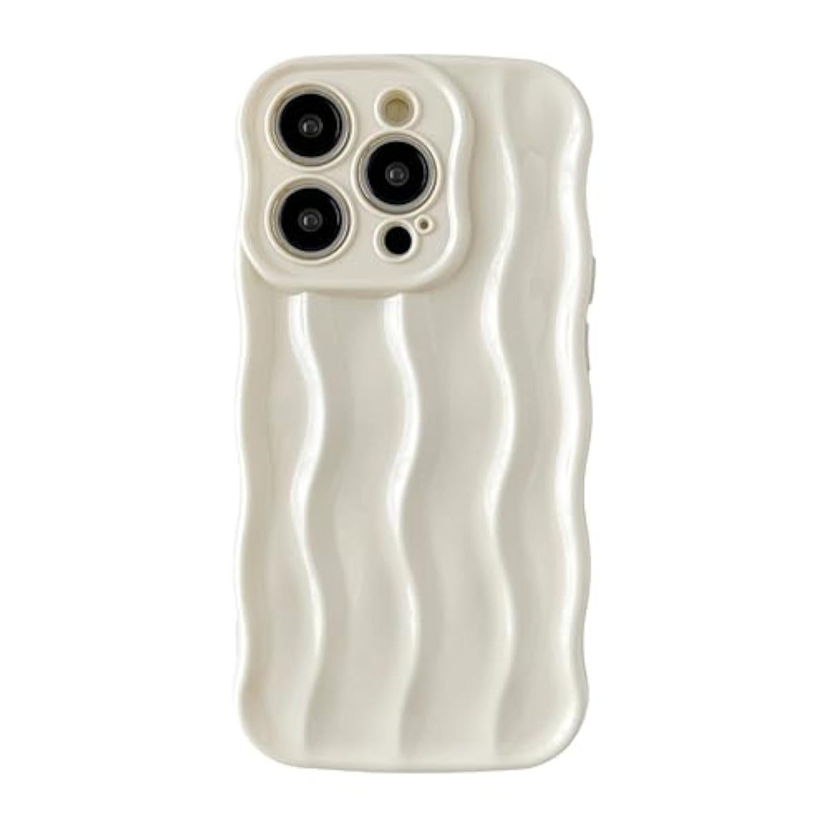 For Iphone 14 Pro Case,Water Ripple Pattern Curly Wave Frame Soft Phone Case (White)