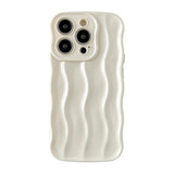 For Iphone 14 Pro Case,Water Ripple Pattern Curly Wave Frame Soft Phone Case (White)