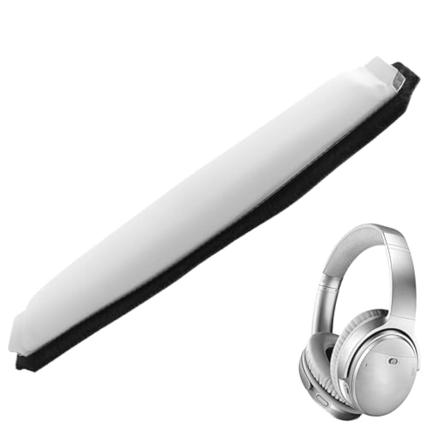 Qc35 Replacement Headband Pad Cuhsion Compatible With Bose Quietcomfort Qc35 Qc35 Ii Headphones Soft Protein Leather And Velcro Fastener Top Headband Sliver