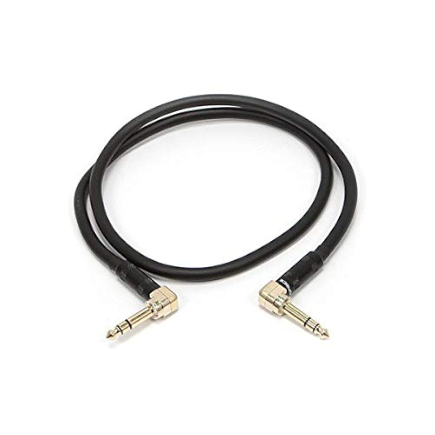 Premier Series 1/4 Inch (Trs) Right Angle Male To Right Angle Male 16Awg Cable Cord - 3 Feet- Black (Gold Plated)