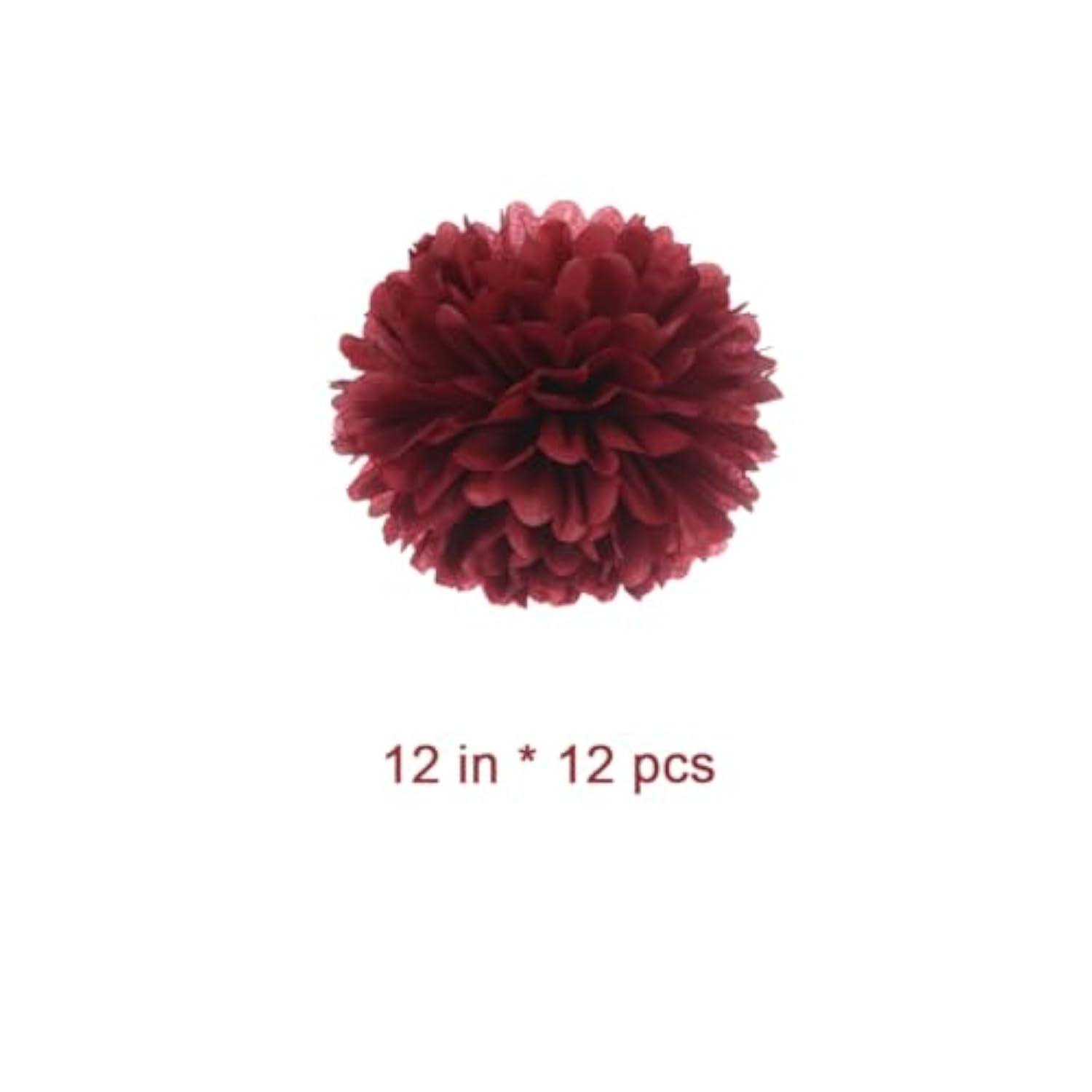 12-Pack 12-Inch Burgundy Tissue Pom Poms for Party and Wedding Decor