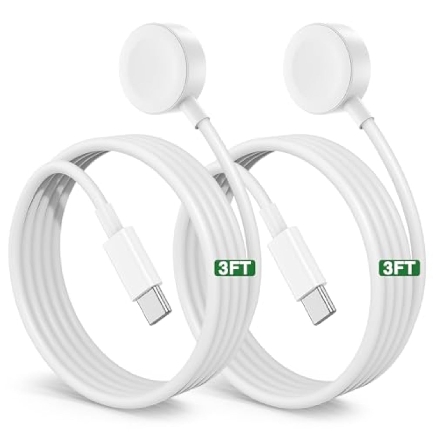 2Pack Upgraded For Apple Watch Charger Cable, 3Ft Usb C To Magnetic Wireless Fast I-Watch Charging Cord [Portable], Compatible With Iwatch Series Ultra10/9/8/7/6/Se/Se2/5/4/3/2 - White