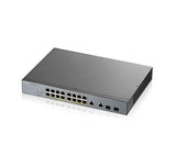 16-Port Gigabit Poe+ Switch | Smart Managed | 250 Watt Budget | 2X Gigabit Combo Ports | Nebula Cloud Managment | Long Range | Taa Compliant [Gs1350-18Hp]