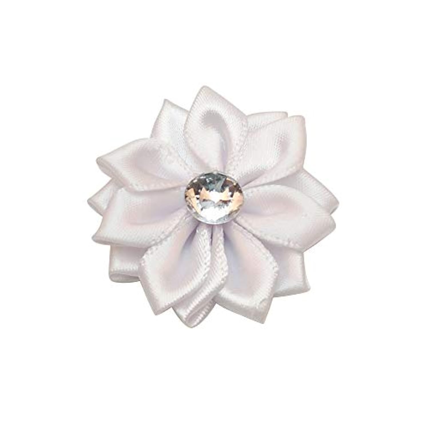 40Pcs Satin Ribbon Flower With Pearl Wedding Diy Appliques (White)