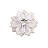 40Pcs Satin Ribbon Flower With Pearl Wedding Diy Appliques (White)