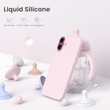 Compatible With Iphone 16 Plus Case 6.7, Slim Liquid Silicone 3 Layers Full Covered Soft Gel Rubber Phone Case Protective Cover 6.7 Inch, Chalk Pink
