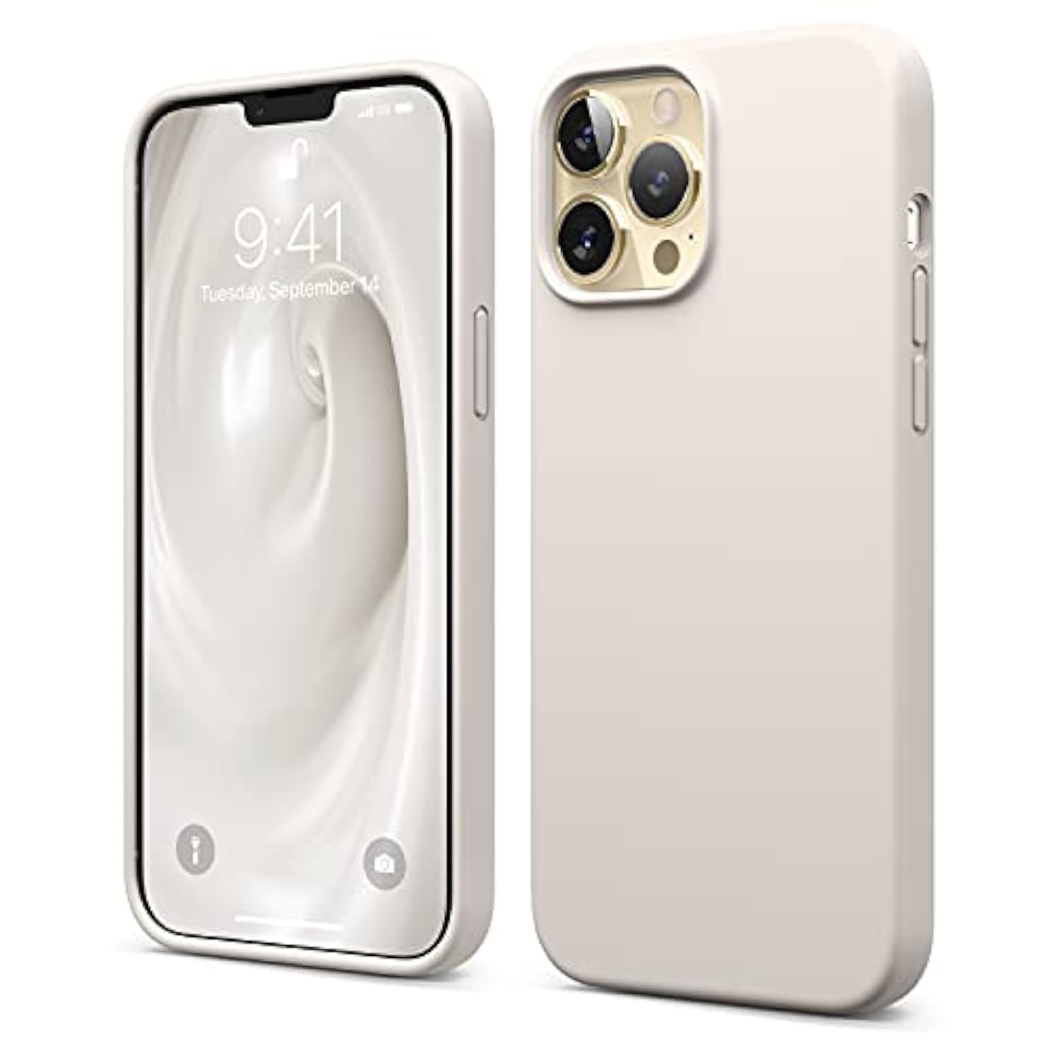 elago Compatible with iPhone 13 Pro Max Case, Liquid Silicone Case, Full Body Screen Camera Protective Cover, Shockproof, Slim Phone Case, Anti-Scratch Soft Microfiber Lining, 6.7 inch (Stone)