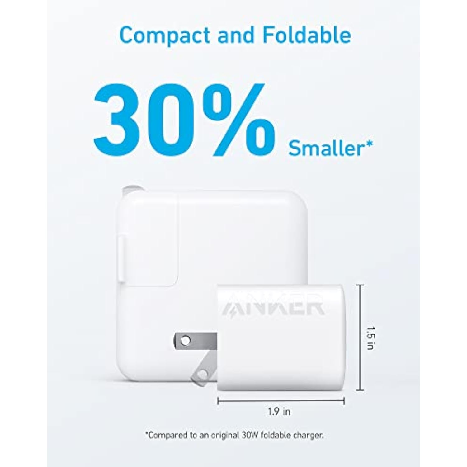 Anker 312 30W USB-C Charger, Charger Compact Foldable Design, 2-Pack 30W Fast Charger iPhone 14/13/12 Series, Samsung S23, MacBook Air, Pixelbook, iPad Pro, More (Cable Not Included) White