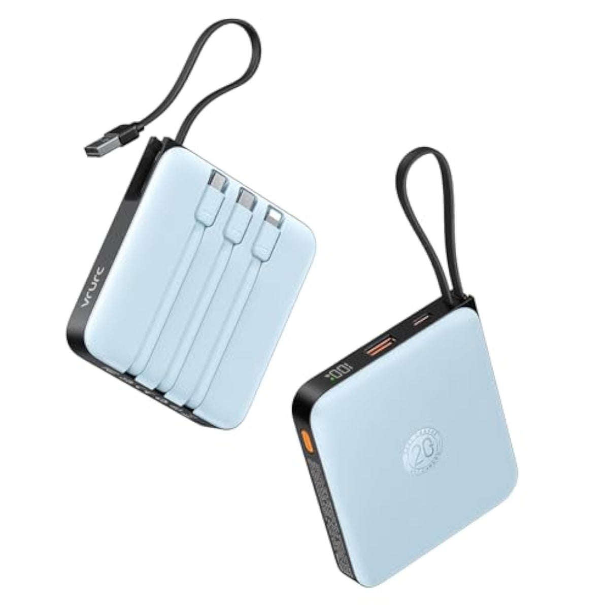 Portable Charger With Built-In 4 Cables, 20000Mah Battery Pack Charger Portable Pd 20W Fast Charging, Power Bank For Iphone 16 15 14 13 12 11 X Samsung Galaxy Series Android Phone,Blue(1Pack)