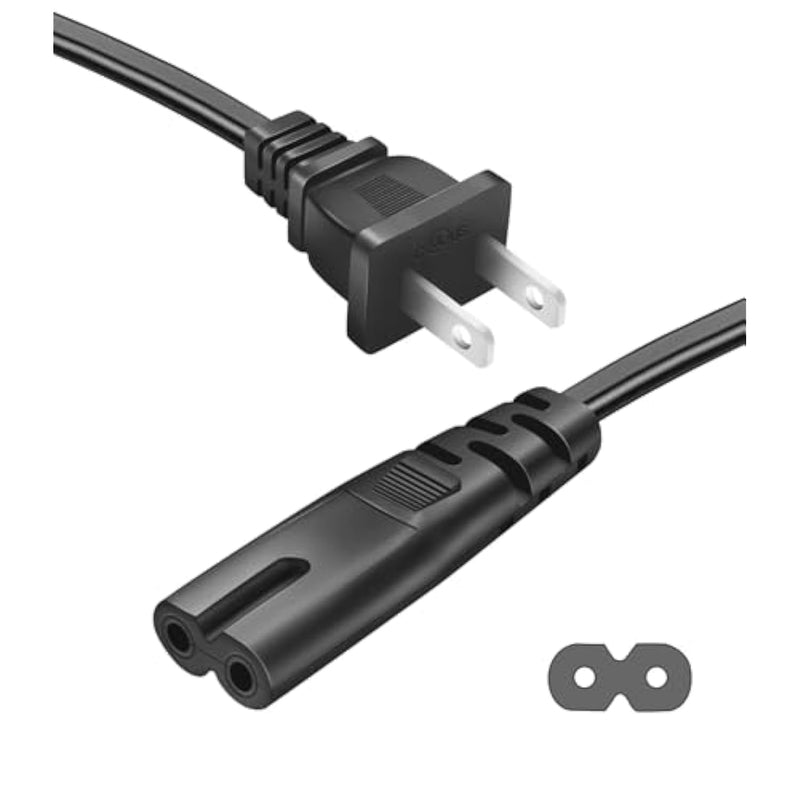 Universal 2-Prong Ac Power Cord To 2-Slot Mini Fridge Replacement Cable 6 Feet