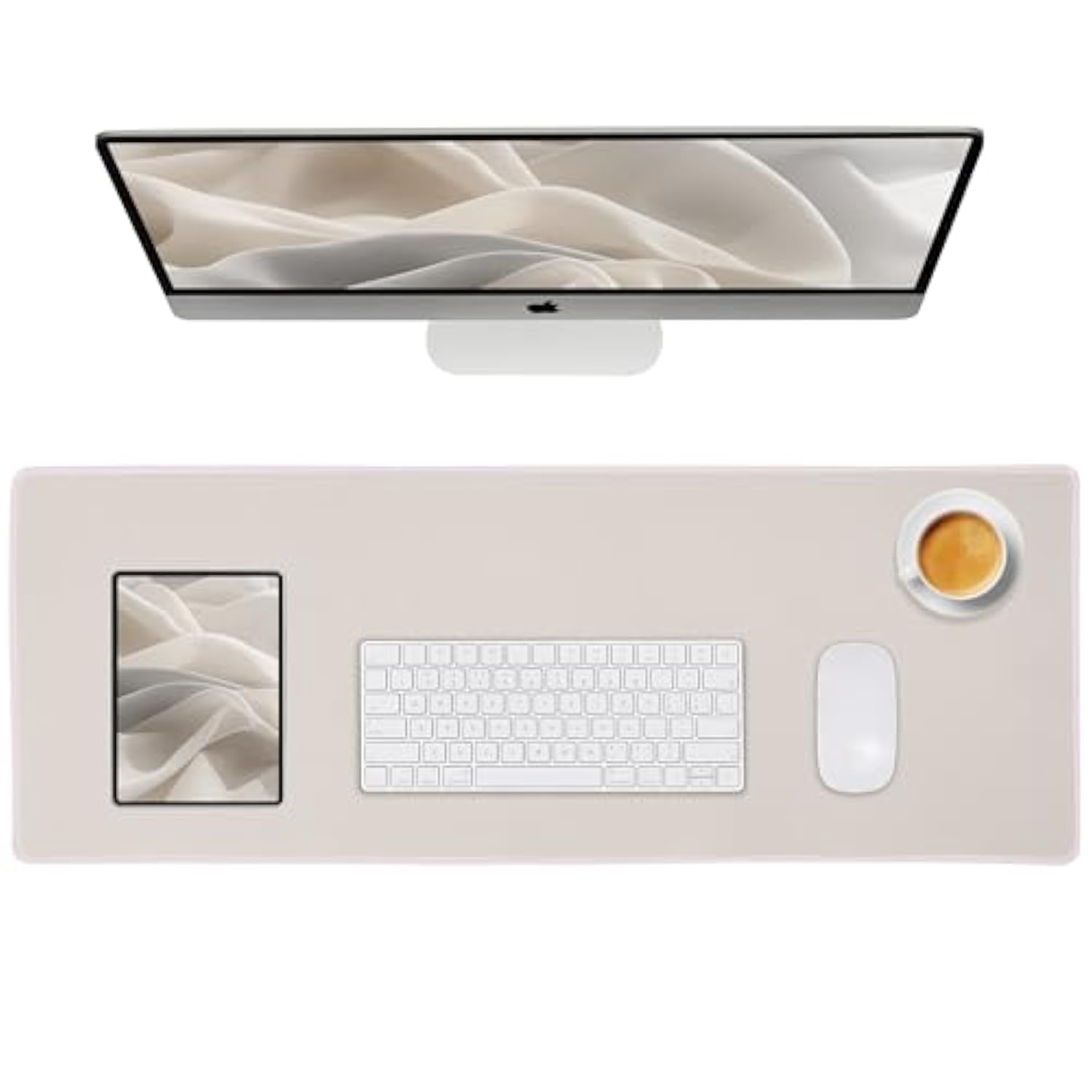 Waterproof Large Gaming Mouse Pad With Durable Stitched Edges, Non-Slip Rubber Base, Smooth Surface Mouse Mat Desk Pad For Home Office Gaming, 31.5"X11.8"X0.12", Beige