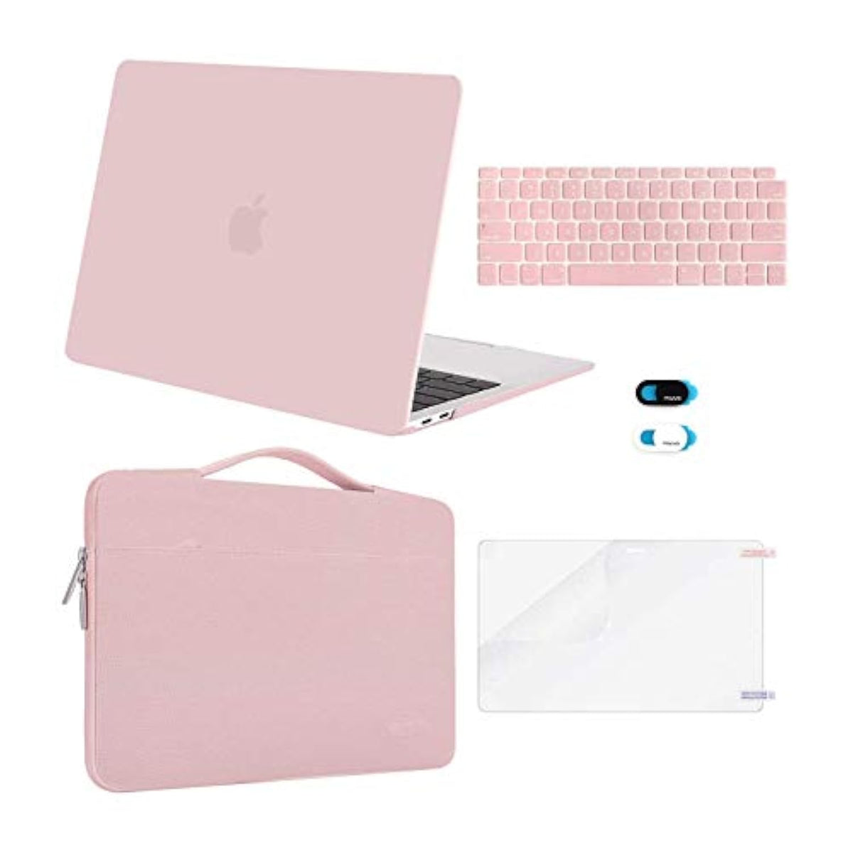 MOSISO Compatible with MacBook Air 13 inch Case M1 Chip 2021 2020 2019 2018 Release A2337 A2179 A1932 Retina Display, Plastic Hard Shell Case&Bag&Keyboard Skin&Webcam Cover&Screen Film, Rose Quartz