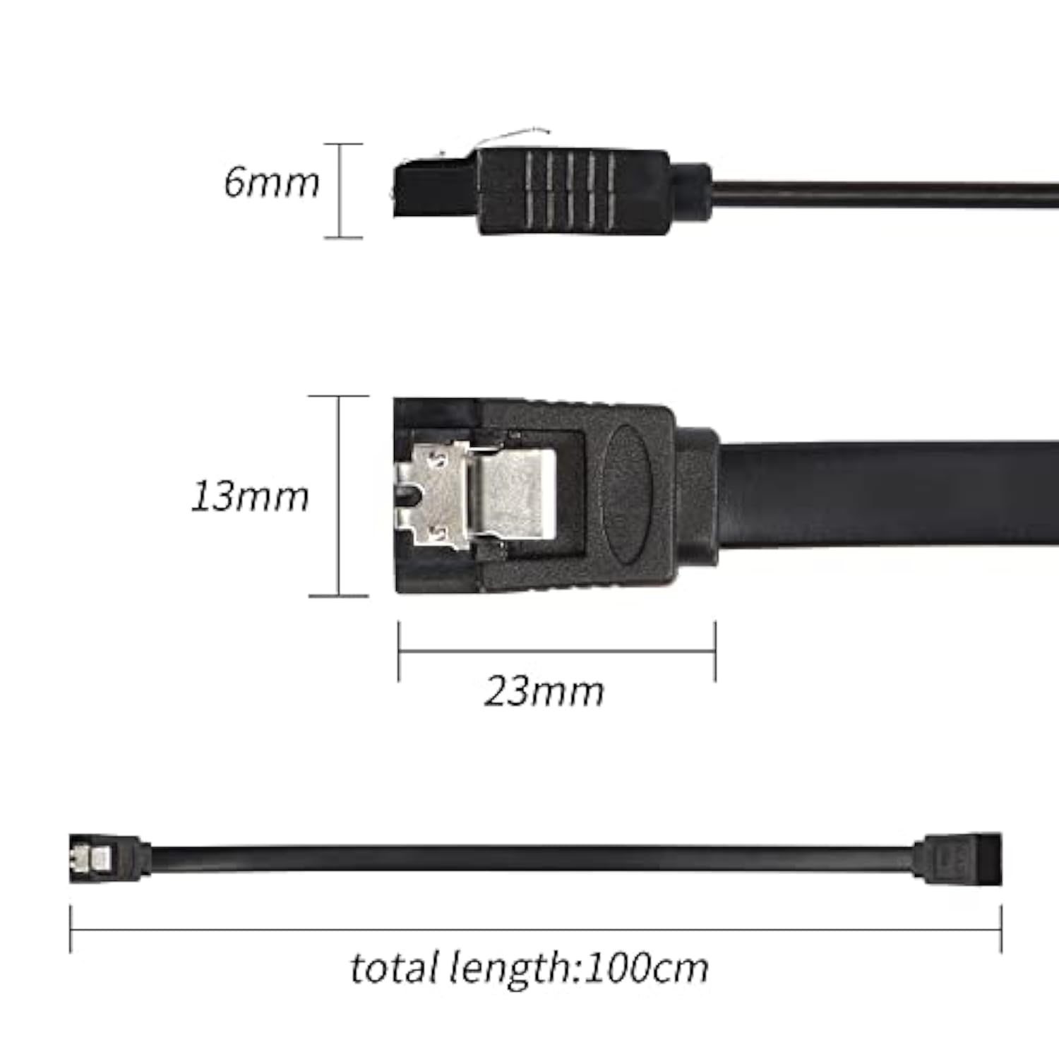 Sata Iii Cable, 39.37 Inch Flat Angle Hard Drive Sata Data Cable With Locking