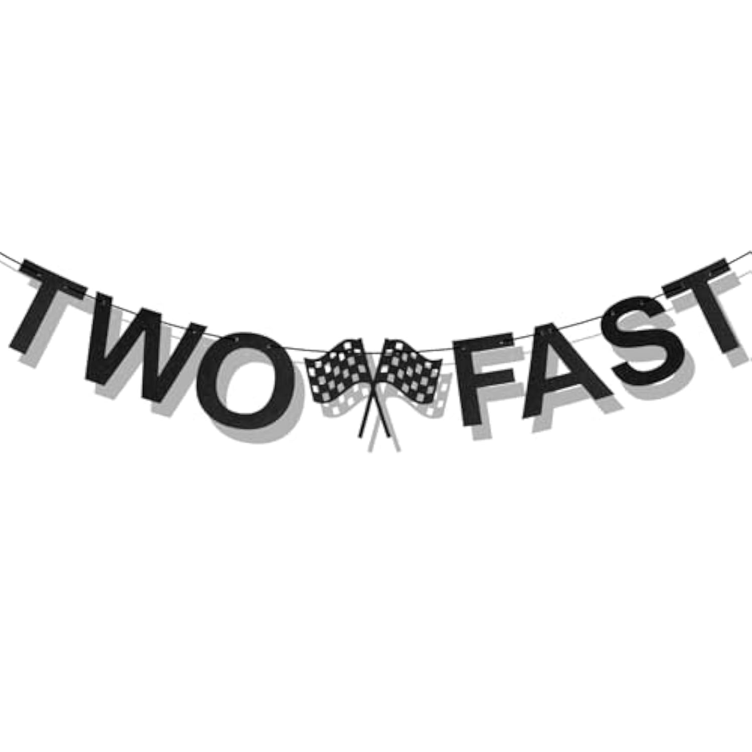 Two Fast Birthday Banner — Racing Theme with Checkered Flags & Party Decor