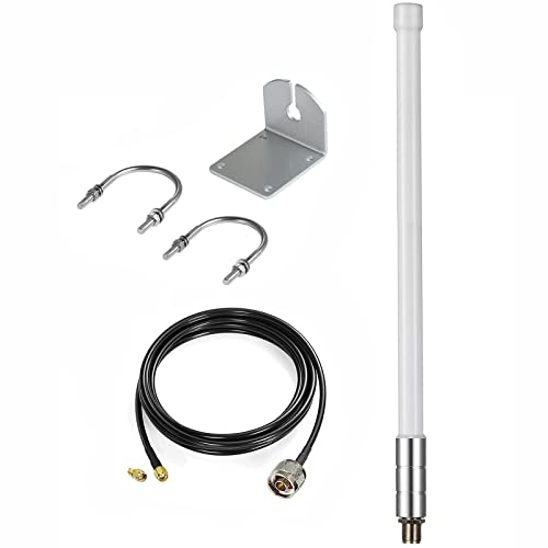 Waterproof 8Dbi Long Range Cellular Ultra Distance Lora Gateway Antenna Omni-Directional Glass Fiber Lorawan 915Mhz Antenna With 5M/16.4Ft Cable For Helium Rak Hotspot Hnt Finestra Miner Mining