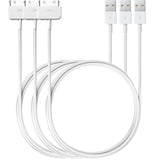 30 Pin To Usb Charging Cable (3 Pack 3.3 Ft) Fast Charge & Sync Charging Cable Cord Compatible For Old Apple Iphone 4S / 4, 3G / 3Gs, Ipad 1/2/3, Old Ipod Touch, Ipod Nano