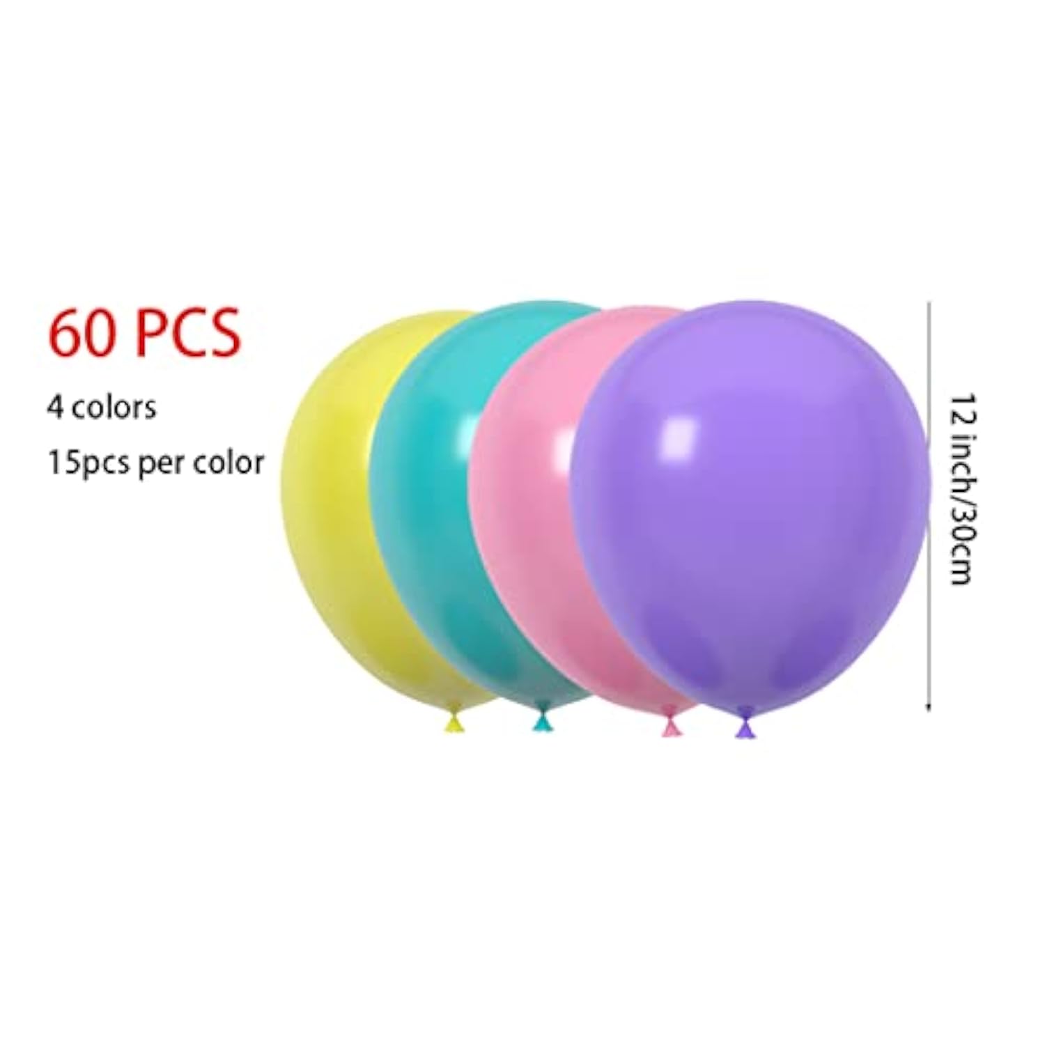 60 Count 12 Inch Latex Balloons For Birthday Wedding Party Decorations - Purple Teal Pink Yellow Baby Shower Supplies, Spring Summer Balloon Pack