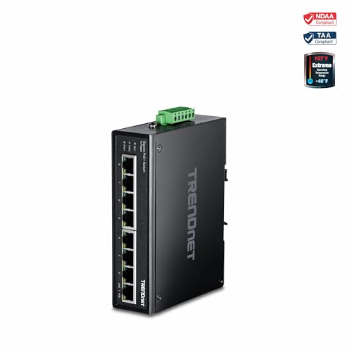 8-Port Industrial Gigabit Poe+ Din-Rail Switch, Ti-Pg80, 200W Poe Power Budget, 16Gbps Switching Capacity, Ndaa & Taa Compliant, Ethernet Splitter, Protection