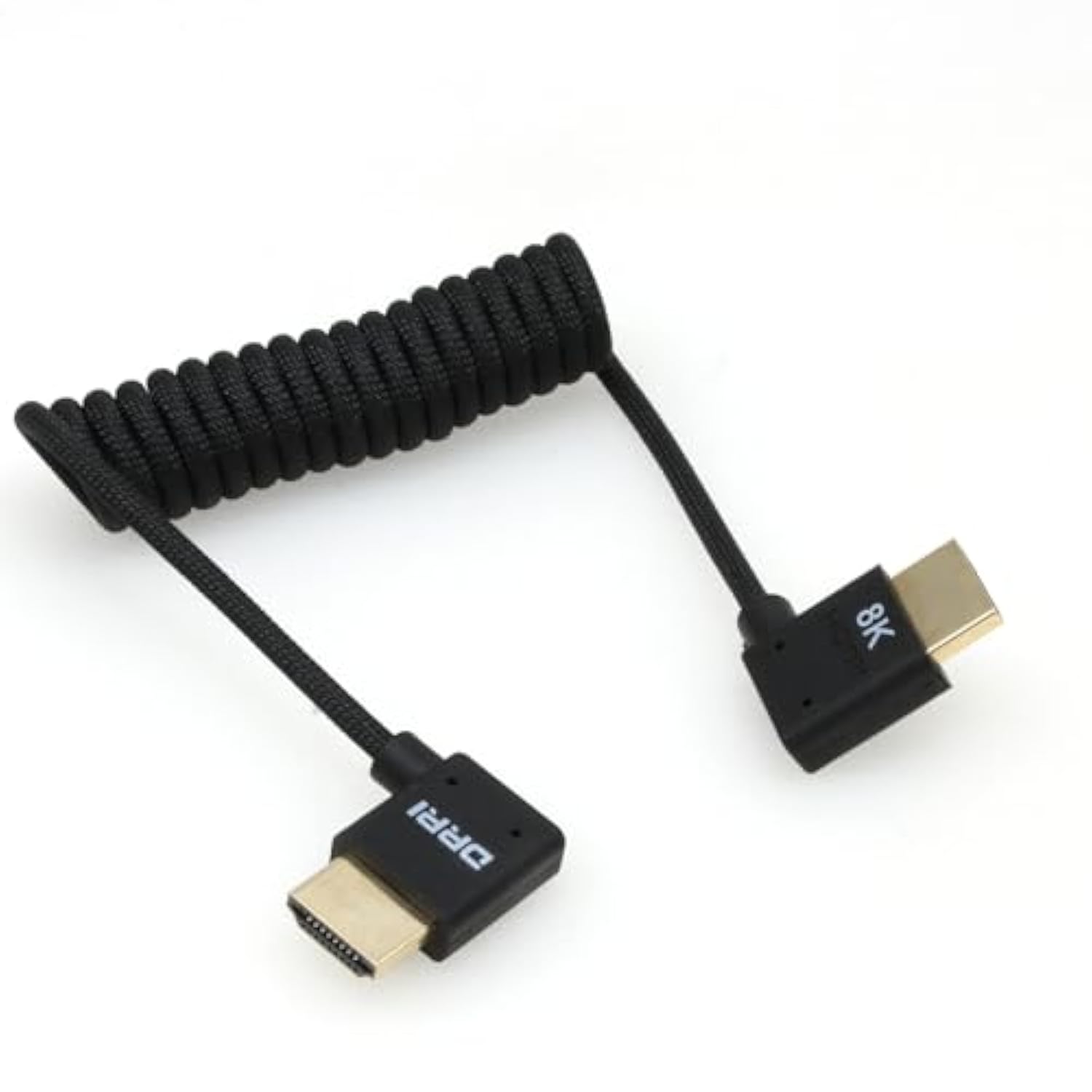 8K Left Angle Hdmi To Right Angle Hdmi 2.1 Ultra High-Speed Braided Coiled Cab