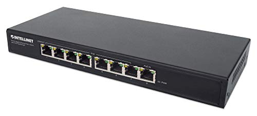 Intellinet Poe-Powered 8 Port Gigabit Switch With Poe Passthrough One Ieee 802.3Bt Poe++ Pd Port, Eight Poe+ Ports - 85W Power Budget - Fanless Silent - 3 Yr Mfg - 561679