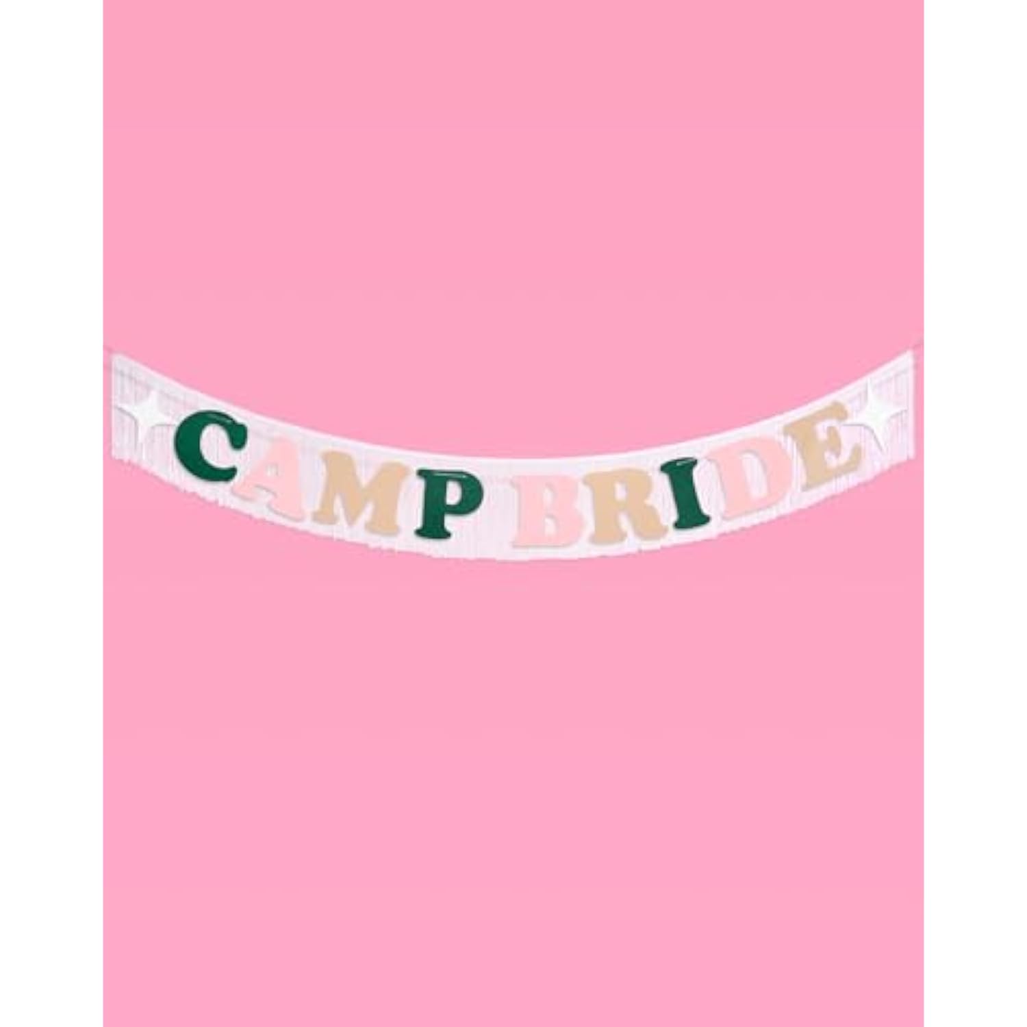 Camp Bride Fringe Banner - Felt, 5 Ft. | Bachelorette Party Decoration, Camp Bride Bach, Bridesmaid Favor, Bride To Be Gift, Bridal Shower Supplies, Photobooth Backdrop