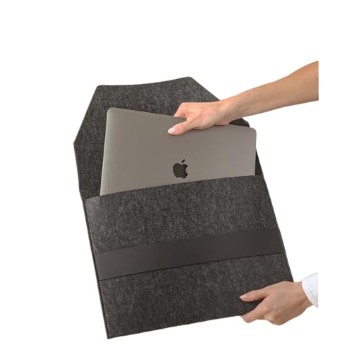 Felt Laptop Sleeve And File Folder - Sleek And Durable Protective Case For Laptops And Documents, Perfect For Work, School, Or Travel, Fits Devices Up To 15 Inches (Carbon, Dark Grey)