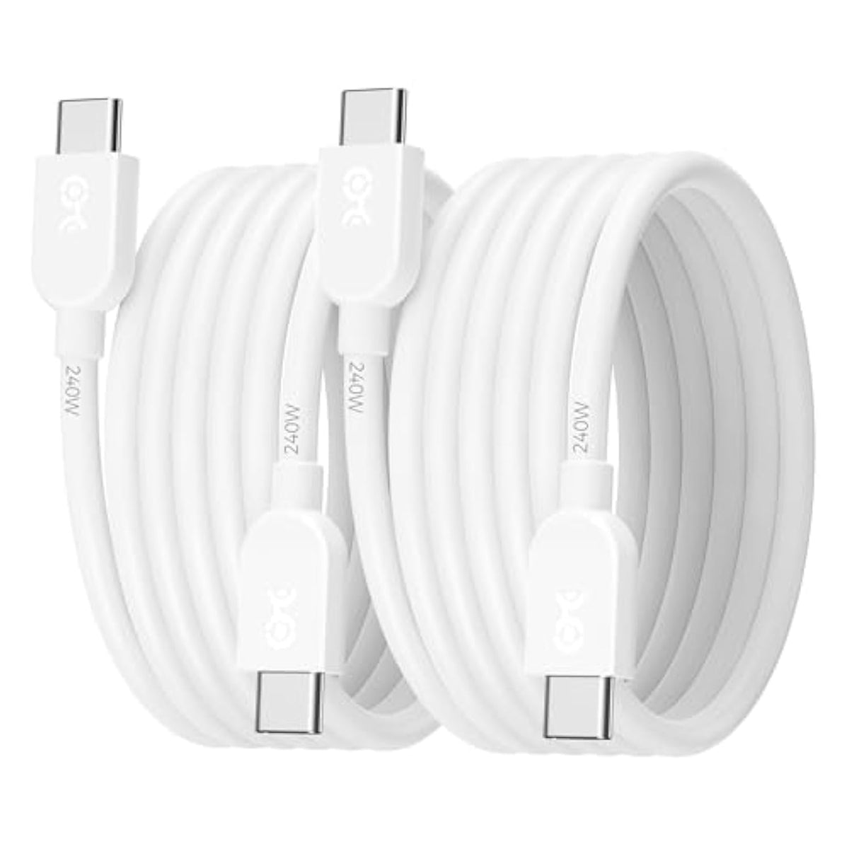 Cable Matters 2-Pack Extreme Flexible 240W USB C Charging Cable - 6ft, Up to [240W Charging, 480Mbps], No Video Support, USB C Charger Cable for MacBook Pro, iPadPro, Dell XPS, Surface Pro, White