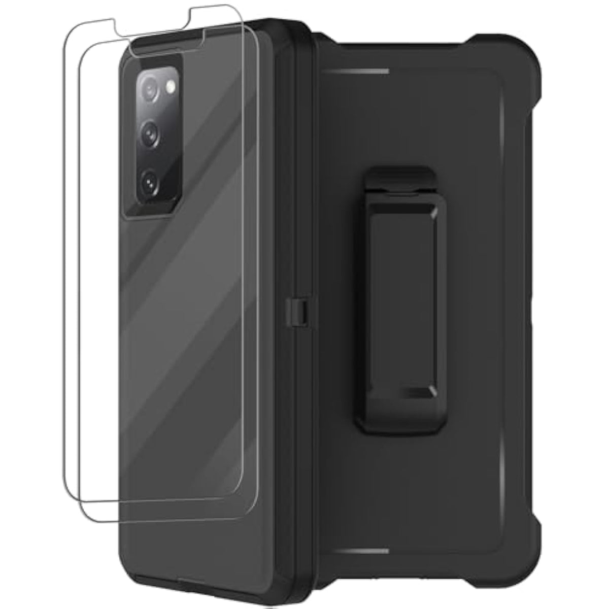 For Samsung Galaxy S20 Fe 5G Case With Belt Clip Holster, 2X Screen Protector, Heavy Duty Military Grade Full Body Shockproof Rugged Protective Cover For Samsung S20 Fe Black
