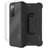 For Samsung Galaxy S20 Fe 5G Case With Belt Clip Holster, 2X Screen Protector, Heavy Duty Military Grade Full Body Shockproof Rugged Protective Cover For Samsung S20 Fe Black