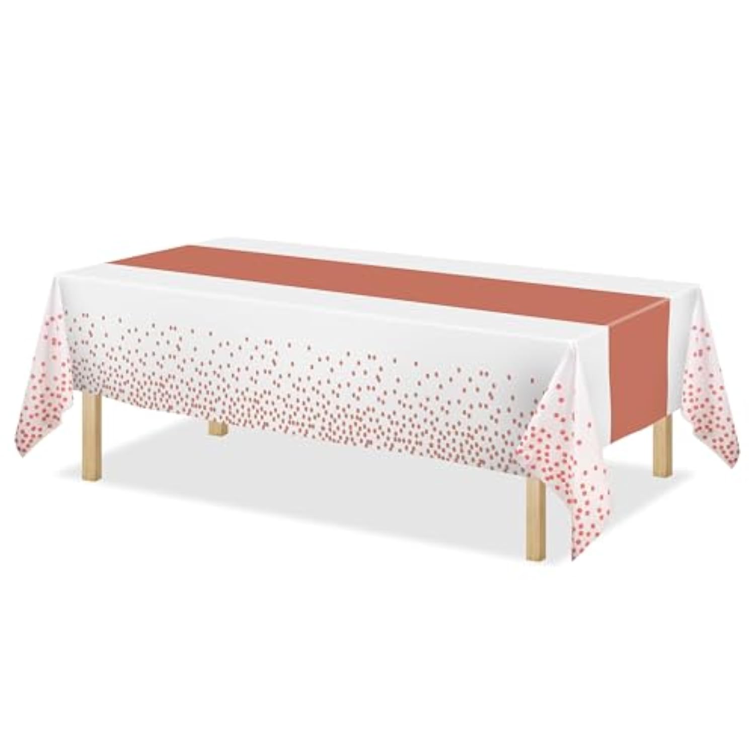 2 Pack Plastic Tablecloth For Rectangle Table Decorations - 108"X54" White Rose Gold Disposable Table Covers For Valentines Birthday Engagement Bachelorette Bridal Shower Anniversary Party