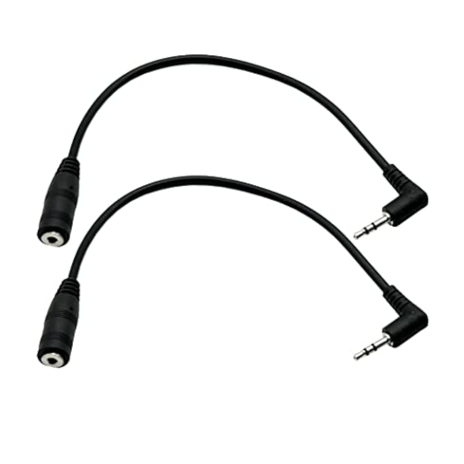 2Pack Right Angled 3-Pole 2.5Mm Male To 2.5Mm Female Camera Remote,Headphone Headset Audio Adapter Cable Extender Stereo Jack (2Pack Straight)