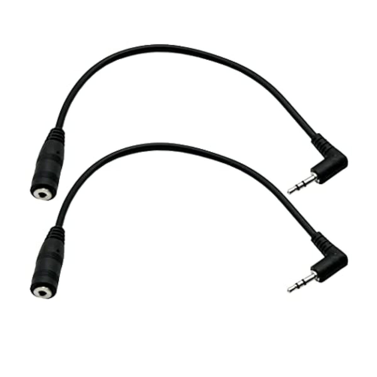 2Pack Right Angled 3-Pole 2.5Mm Male To 2.5Mm Female Camera Remote,Headphone Headset Audio Adapter Cable Extender Stereo Jack (2Pack Straight)