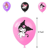 52Pcs-Kuromi Birthday Party Supplies, Party Decorations Set Include Banner, Balloons, Hanging Swirls, Cake Cupcake Toppers, Tablecloth For Girls Kuromi Theme Party