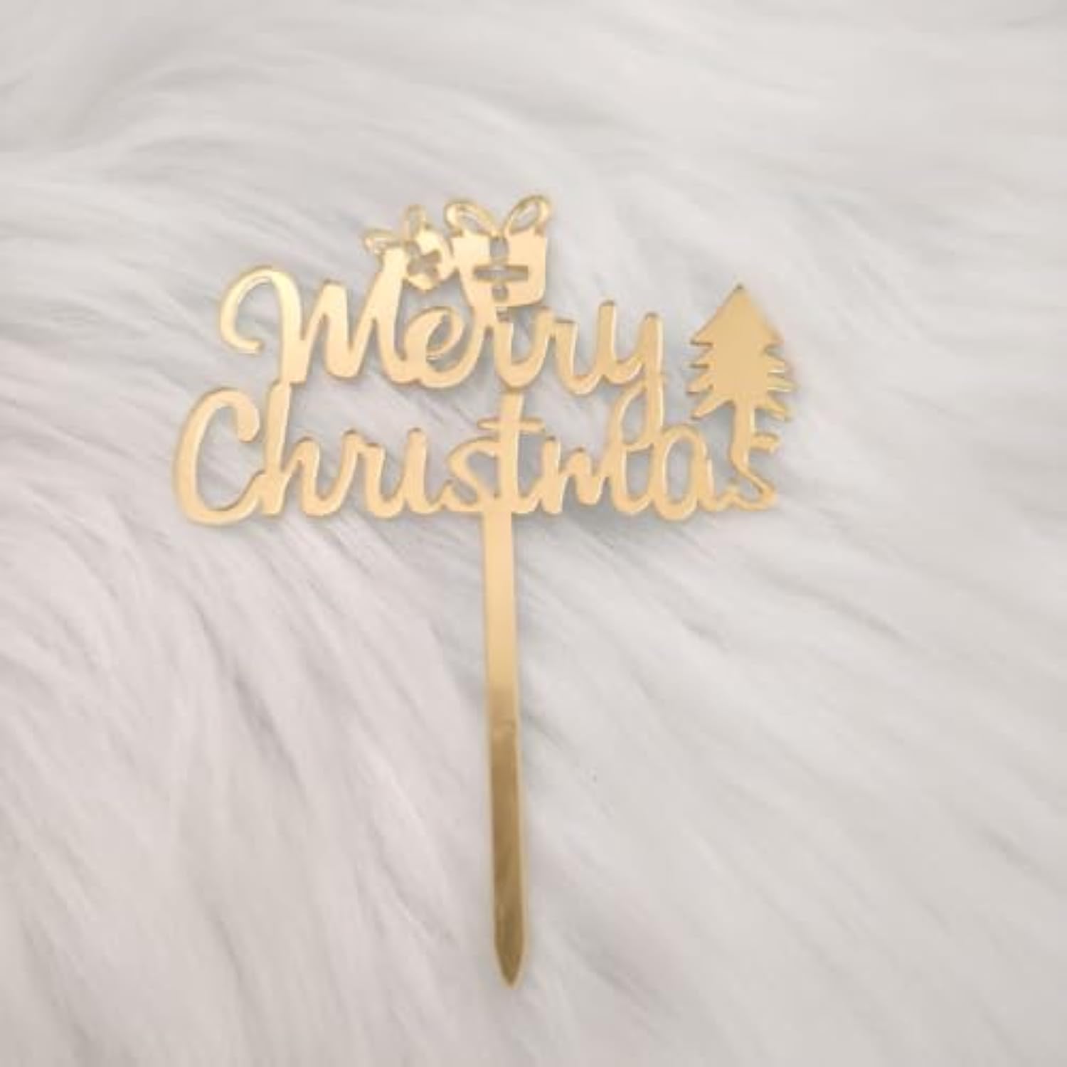 Merry Christmas Cake Topper Tree Gift Boxes Holiday Party Decoration