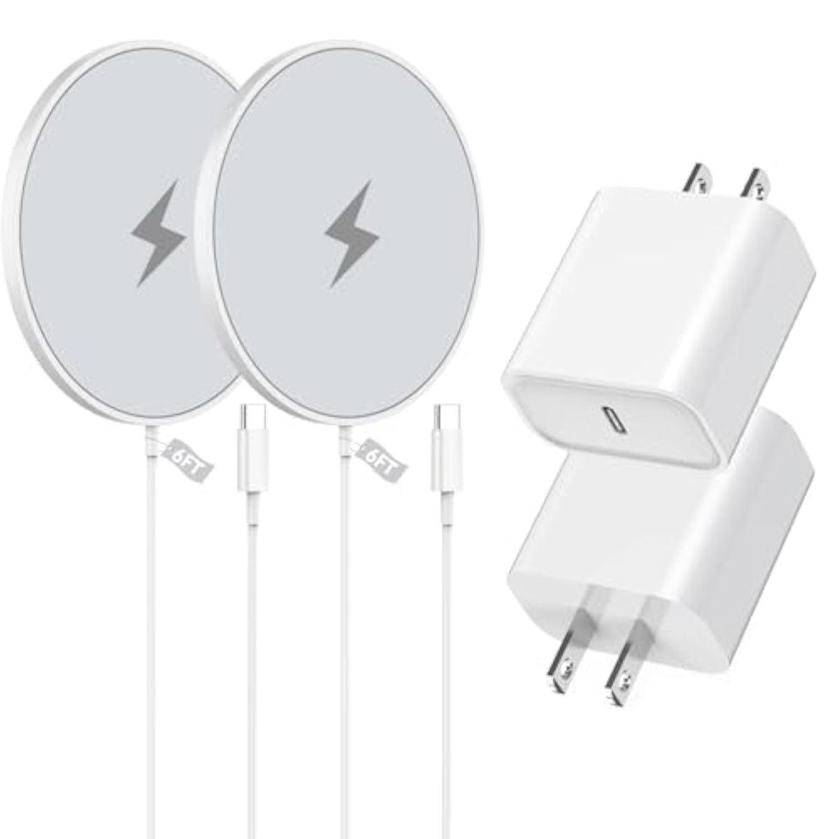 Magnetic Wireless Charger, 2Pack [Apple Mfi Certified] 6Ft Apple Fast Mag Safe Charge For Iphone 16 15 Wireless Charging Pad With Usbc Charger Block Compatible With Iphone 16/16 Pro Max/15/14/13/12/11