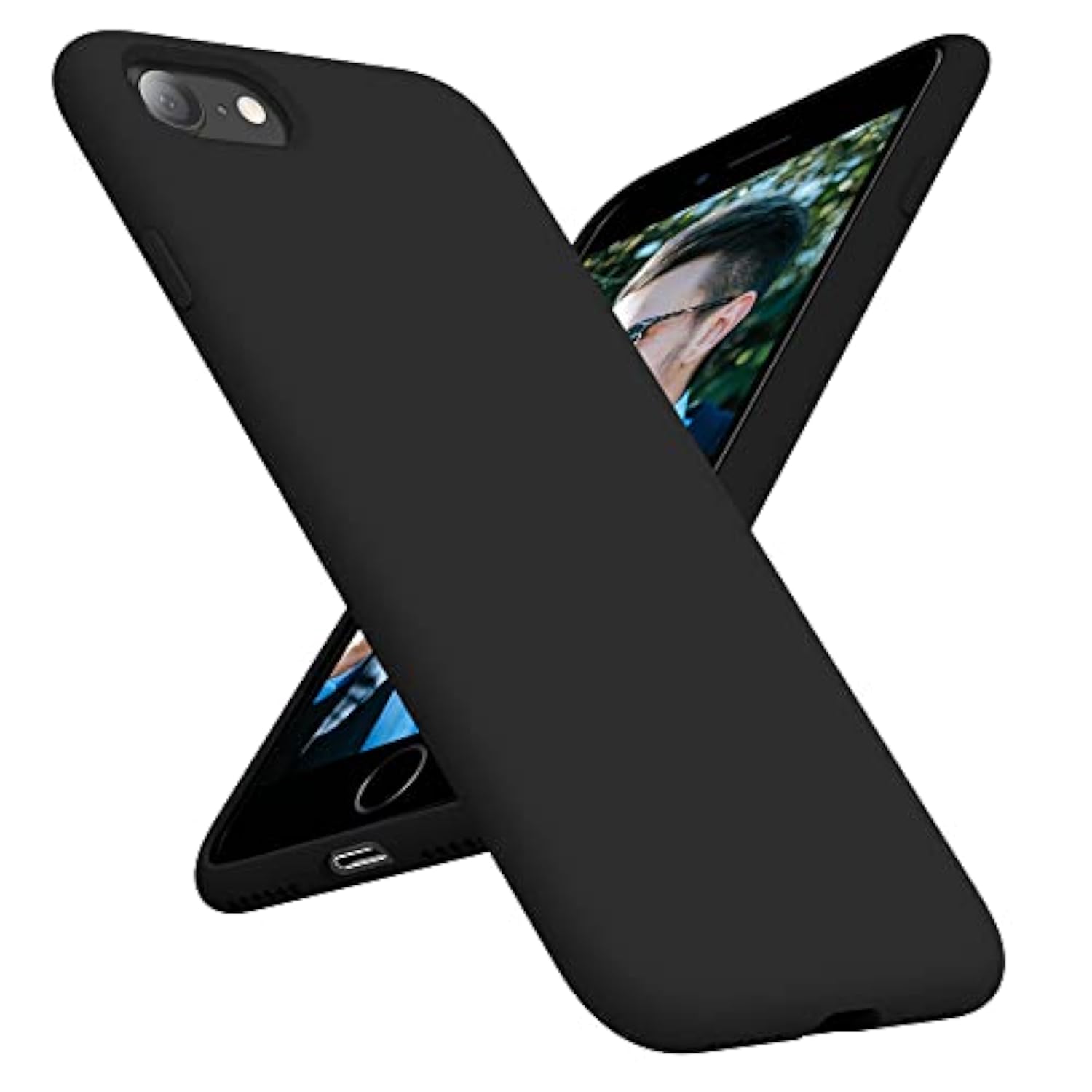 Case For Iphone Se 3/2 (2022/2020 Edition), Iphone 8 And Iphone 7, 4.7-Inch, Silicone Shockproof Slim Thin Cover (Black)