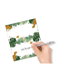 Table Place Card, Jungle Safari Animals Themed Tent Style Cards, Pack Of 25 Half-Fold Reception Place Card, Gold Wild Animal Food Labels, Perfect For Baby Shower, Birthday Party C09