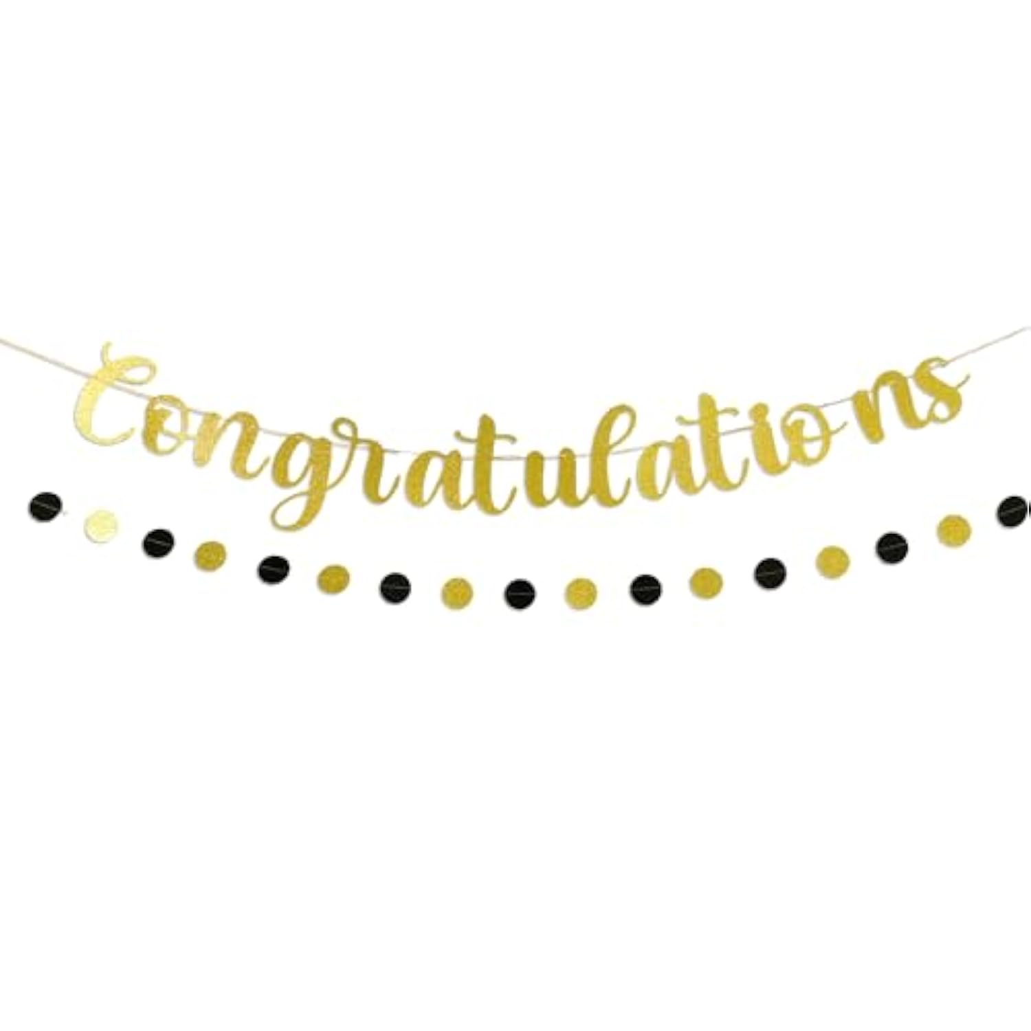 Gold Congratulations Banner – Pre-Strung Glitter Graduation Decorations For Party, Promotion, Wedding, Retirement, Or Work Celebration – Reusable Congrats Sign For Backdrop Or Fireplace